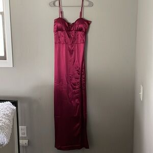 Maroon Formal Dress with Slit